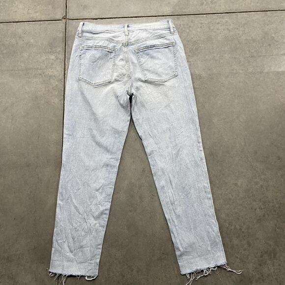 GAP Jeans Womens 4/27 Light Wash Girlfriend Raw Hem Distressed Denim Stretch - Picture 8 of 10